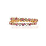 Yellow Gold Ruby Diamond Bangle Bracelet