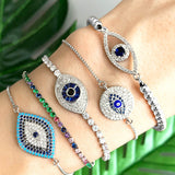 Tennis Cubic Zirconia Evil Eye Round Ball Chain Bracelet
