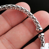Sterling Silver Box Weave Bracelet Modern Unisex Textured Cuff