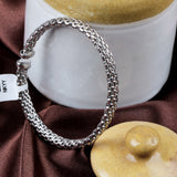 Sterling Silver Box Weave Bracelet Modern Unisex Textured Cuff