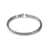 Sterling Silver Box Weave Bracelet Modern Unisex Textured Cuff