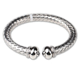 Sterling Silver Braided Mesh Bracelet with CZ Accents Elegant Unisex Cuff
