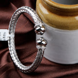 Sterling Silver Braided Mesh Bracelet with CZ Accents Elegant Unisex Cuff