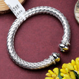 Sterling Silver Braided Mesh Bracelet with CZ Accents Elegant Unisex Cuff