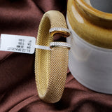 Gold Plated Mesh Bracelet with CZ Accents Elegant Unisex Beaded Cuff