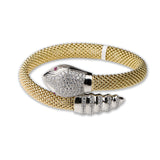 Gold Plated Snake Head Bracelet with CZ Luxury Designer Mesh Cuff