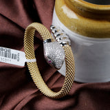 Gold Plated Snake Head Bracelet with CZ Luxury Designer Mesh Cuff