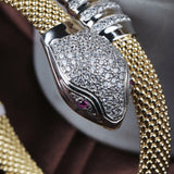 Gold Plated Snake Head Bracelet with CZ Luxury Designer Mesh Cuff