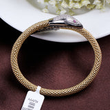 Gold Plated Snake Head Bracelet with CZ Luxury Designer Mesh Cuff