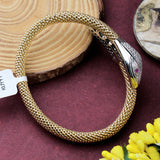 Gold Plated Snake Head Bracelet with CZ Luxury Designer Mesh Cuff