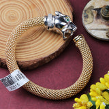 Gold Plated Panther Head Bracelet with CZ & Green Eyes Designer Mesh Cuff