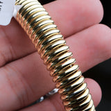 Gold Plated Coil Bracelet with CZ Dome Ends Elegant Designer Cuff Bangle