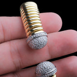 Gold Plated Coil Bracelet with CZ Dome Ends Elegant Designer Cuff Bangle