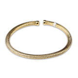 Gold Plated Textured Open Cuff Bracelet Elegant Adjustable Unisex Design Bracelet