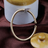 Gold Plated Textured Open Cuff Bracelet Elegant Adjustable Unisex Design Bracelet