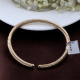 Gold Plated Textured Open Cuff Bracelet Elegant Adjustable Unisex Design Bracelet