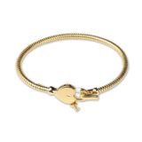 Gold Plated Heart Lock Bracelet Twisted Texture Key Charm Bracelet for Women
