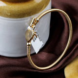 Gold Plated Heart Lock Bracelet Twisted Texture Key Charm Bracelet for Women