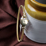 Gold Plated Heart Lock Bracelet Twisted Texture Key Charm Bracelet for Women