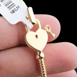 Gold Plated Heart Lock Bracelet Twisted Texture Key Charm Bracelet for Women