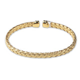 Gold Plated Woven Texture Bracelet Elegant Flexible Open Bracelet for Daily Wear