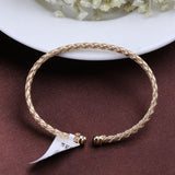 Gold Plated Woven Texture Bracelet Elegant Flexible Open Bracelet for Daily Wear