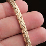 Gold Plated Woven Texture Bracelet Elegant Flexible Open Bracelet for Daily Wear