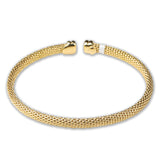 Gold Plated Mesh Textured Bracelet Elegant Minimalist Bangle