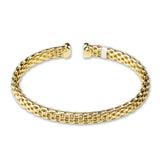 Gold Plated Box Weave Bracelet Bold Textured Unisex Bangle