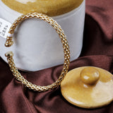 Gold Plated Box Weave Bracelet Bold Textured Unisex Bangle