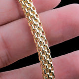 Gold Plated Box Weave Bracelet Bold Textured Unisex Bangle