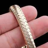 Gold Plated Woven Texture Bracelet Elegant Braided Unisex Bangle
