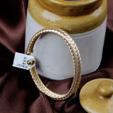 Gold Plated Woven Texture Bracelet Elegant Braided Unisex Bangle