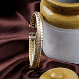 Gold Plated Woven Texture Bracelet Elegant Braided Unisex Bangle