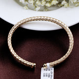 Gold Plated Woven Texture Bracelet Elegant Braided Unisex Bangle
