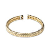 Gold Plated Woven Texture Bracelet Elegant Braided Unisex Bangle