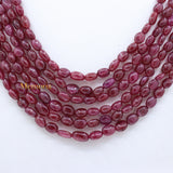 Certified 6 Line Natural Ruby Oval Cabochon Spiritual Healing Gemstone Beads Strand 925 Silver Necklace