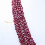 Certified 6 Line Natural Ruby Oval Cabochon Spiritual Healing Gemstone Beads Strand 925 Silver Necklace