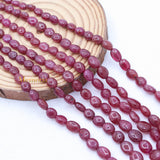 Certified 6 Line Natural Ruby Oval Cabochon Spiritual Healing Gemstone Beads Strand 925 Silver Necklace