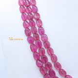 3 Layered Natural Ruby Oval Cabochon Spiritual Healing Gemstone Beads Strand 925 Silver Necklace