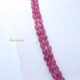 2 Line Natural Ruby Oval Cabochon Spiritual Healing Gemstone Beads Strand 925 Silver Necklace