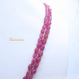 2 Line Natural Ruby Oval Cabochon Spiritual Healing Gemstone Beads Strand 925 Silver Necklace