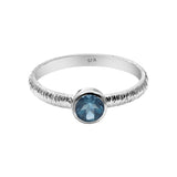 Natural Blue Topaz Gemstone 925 Sterling Silver Texture Ring