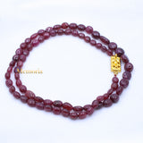 1 Line Natural Ruby Oval Cabochon Spiritual Healing Gemstone Beads Strand 925 Silver Necklace