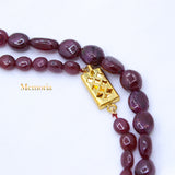 1 Line Natural Ruby Oval Cabochon Spiritual Healing Gemstone Beads Strand 925 Silver Necklace