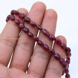 1 Line Natural Ruby Oval Cabochon Spiritual Healing Gemstone Beads Strand 925 Silver Necklace