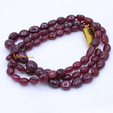 1 Line Natural Ruby Oval Cabochon Spiritual Healing Gemstone Beads Strand 925 Silver Necklace