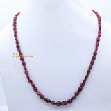 1 Line Natural Ruby Oval Cabochon Spiritual Healing Gemstone Beads Strand 925 Silver Necklace