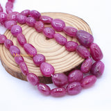 Certified 2 Line Natural Ruby Oval Cabochon Spiritual Healing Gemstone Beads Strand Necklace