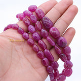 Certified 2 Line Natural Ruby Oval Cabochon Spiritual Healing Gemstone Beads Strand Necklace